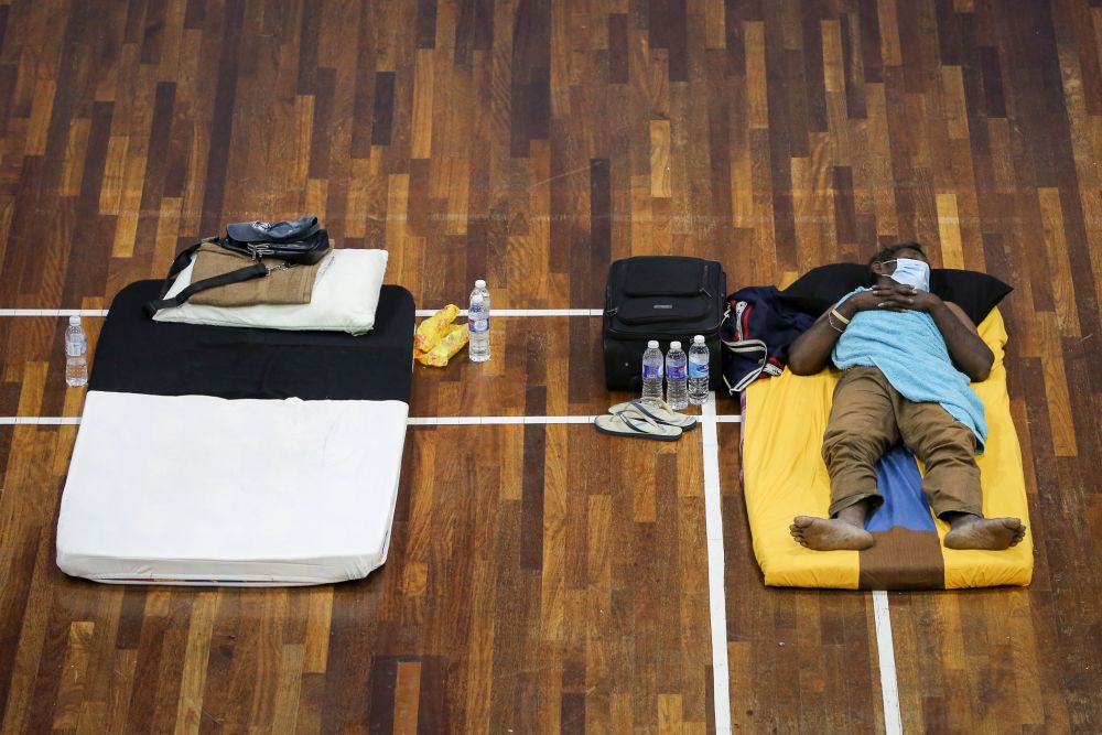 Homeless people are sheltered at the Sentul Perdana Community Centre in Kuala Lumpur April 1, 2020. u00e2u20acu201d Picture by Yusof Mat Isa 