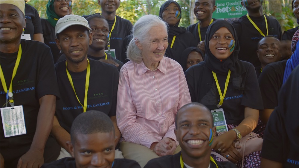 Goodall pictured with the Zanzibar division of her global youth programme Roots and Shoots, which aims to mould its members into compassionate leaders that care for their community and the environment. — Picture courtesy of National Geographic