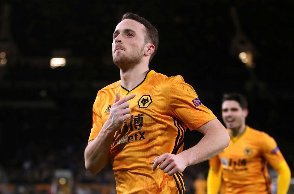 Wolverhampton Wanderers' Diogo Jota celebrates scoring their fourth goal and completing his hat-trick against Espanyol at the Molineux Stadium, Wolverhampton February 20, 2020. u00e2u20acu2022 Reuters pic