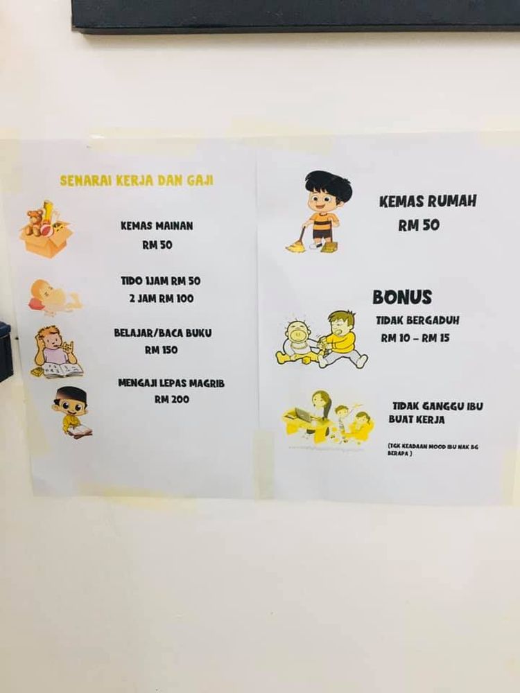 The list of works and salaries of each work prepared by Nurafiza. — Picture courtesy of Facebook/ Puan Nadzirah Razali