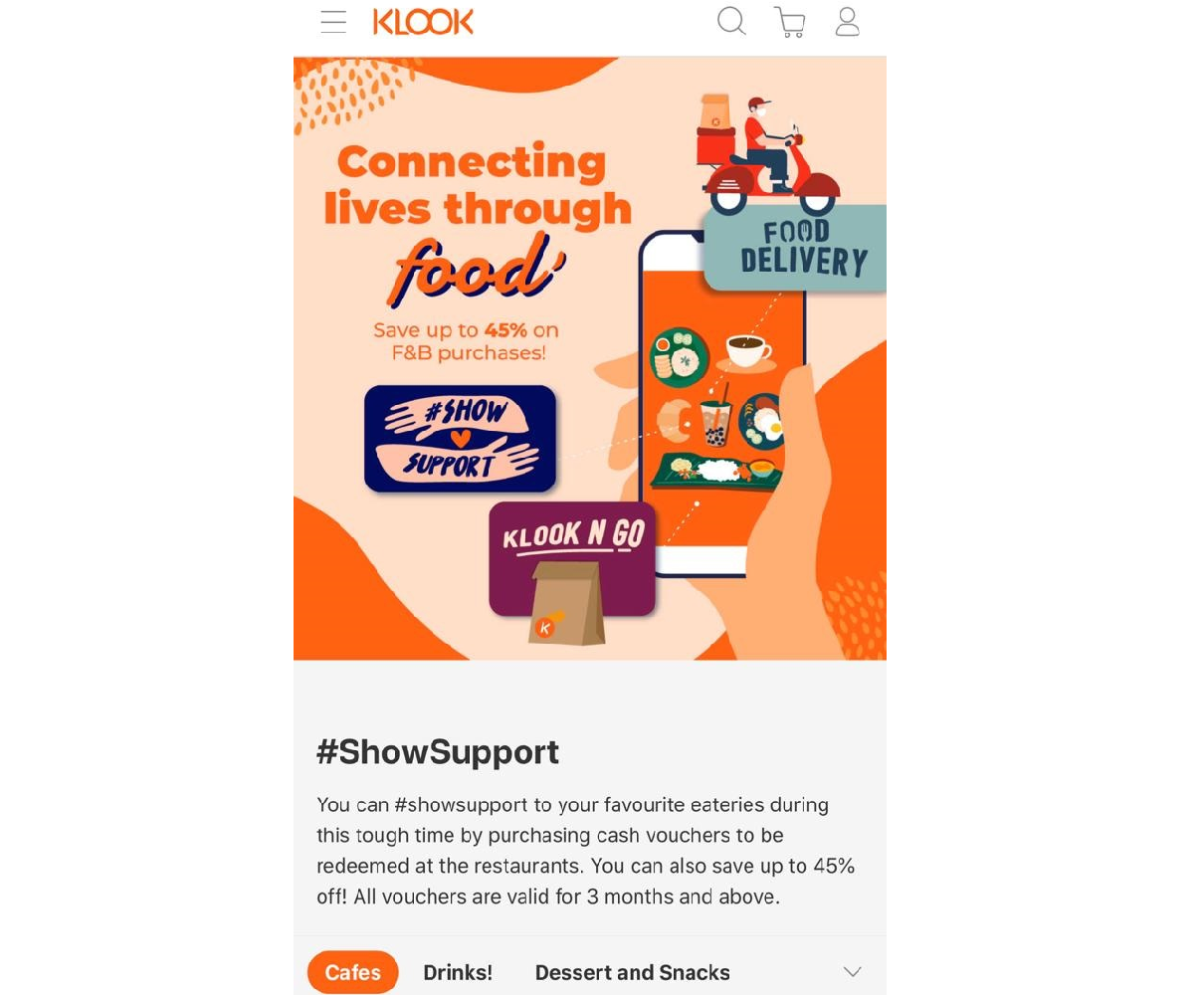 Klook is now a one-stop platform that also offers food delivery.
