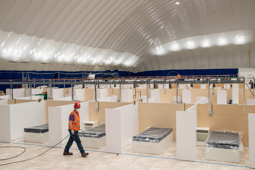 Hospital beds are seen inside Columbia Universityu00e2u20acu2122s Baker Field Athletic Complex during the outbreak of the coronavirus disease (Covid-19) in Inwood neighbourhood in New York City, April 11, 2020. u00e2u20acu201d Reuters pic