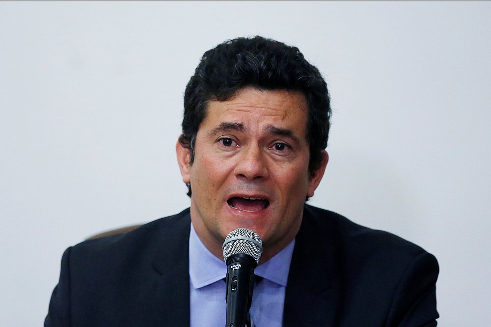 Brazil's Justice Minister Sergio Moro speaks during a news conference in Brasilia, Brazil April 24, 2020. — Reuters pic