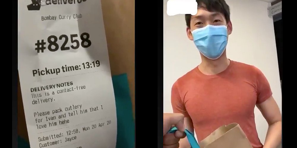 The Singapore rider went the extra mile to brighten up one coupleu00e2u20acu2122s day after they were forced to be apart due to the circuit breaker measures. u00e2u20acu201d Screengrab from Twitter/Naz_Lucenzo