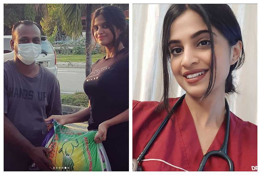 Hospital Putrajaya frontliner Dr Nisha Thayananthan delivers essentials to the needy on her off days. u00e2u20acu201c Picture via Instagram/nisharaspberries