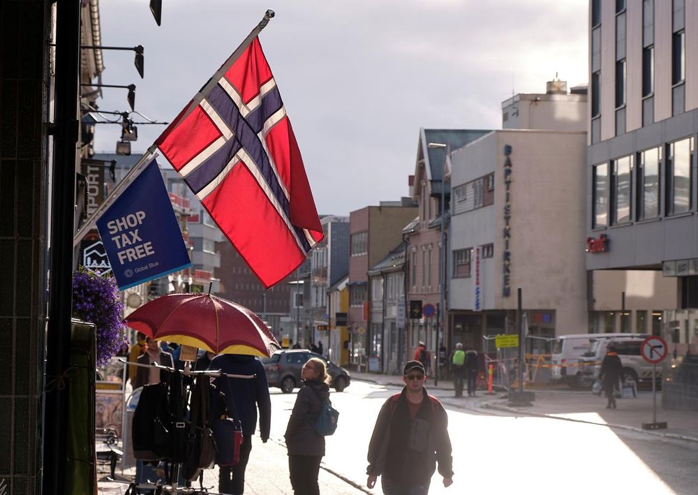 A Norwegian flag flutters over a shop in Tromso, Norway, September 19, 2019. u00e2u20acu201d Reuters pic