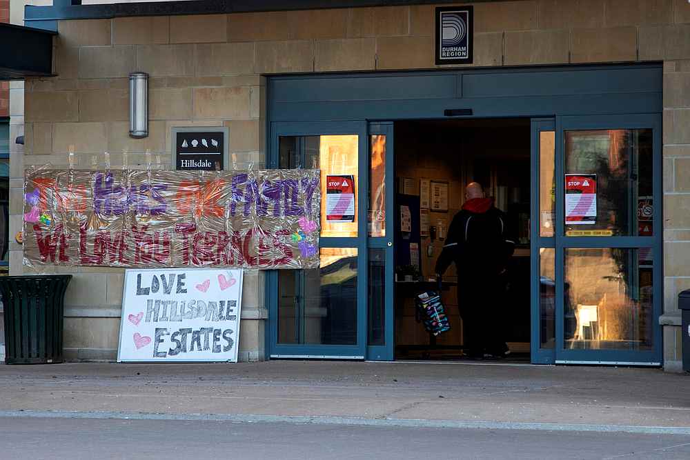 Signs showing support for Hillsdale Terrace after several residents died and some staff were infected by Covid-19 at the seniors home in Oshawa, Ontario, Canada April 5, 2020. u00e2u20acu201d Reuters pic