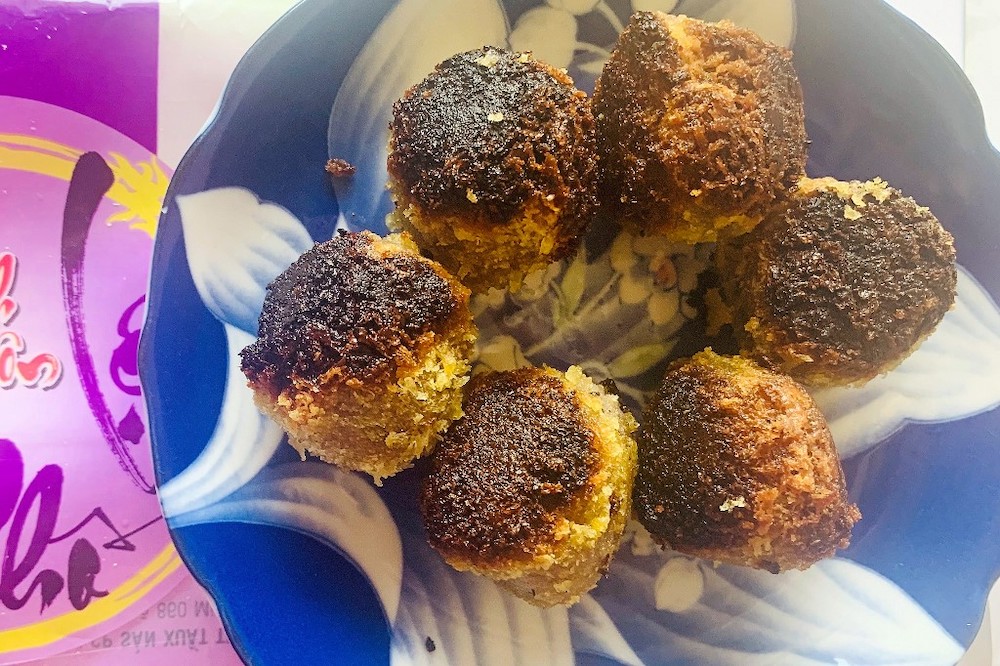 This undated handout image released to AFP on April 16, 2020 courtesy of Trinh Nguyet shows burnt potato cakes she tried to cook at her home in Tokyo, during restrictions to stay at home as part of measures to halt the spread of the Covid-19 coronavirus.