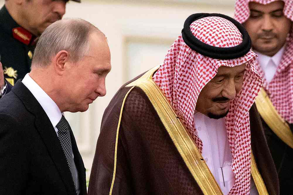 Russian President Vladimir Putin and Saudi Arabia's King Salman in Riyadh, Saudi Arabia October 14, 2019. u00e2u20acu201d Alexander Zemlianichenko/Pool pic via Reuters