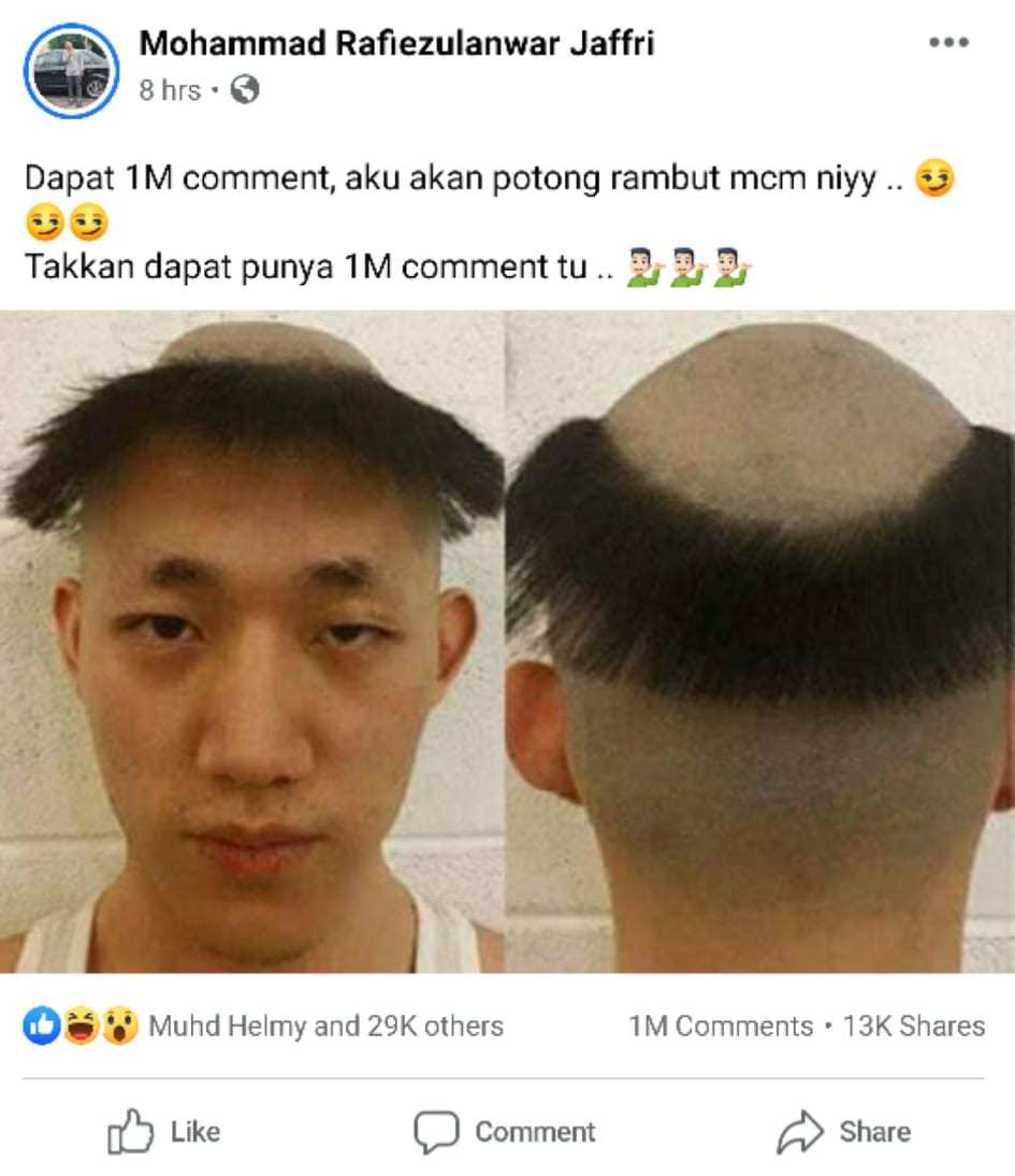 Amazingly after only eight hours, social media users hit the one million comment mark. — Picture courtesy of Mohammad Rafiezulanwar Jaffri