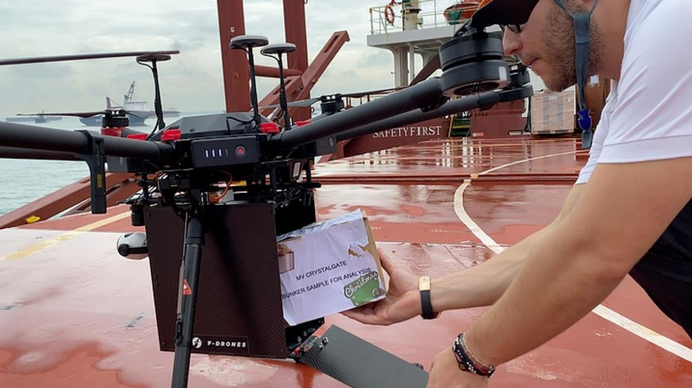F-drones said it plans to develop drones that can deliver 100 kg over distances of 100 km to ships and offshore platforms by the second half of 2021. u00e2u20acu201d Picture from F-Drones via TODAY 