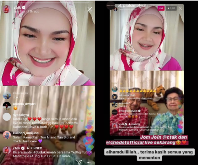 Dr Siti Hasmah noted that video calls have helped out a lot, especially when it comes to seeing her grandkids. — Instagram screengrab