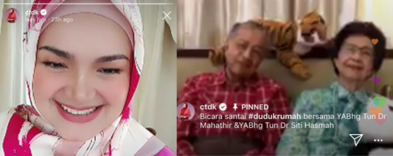 Siti Nurhaliza was all smiles as she spoke with the power couple. — Instagram screengrab 