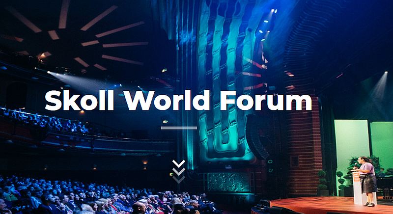 It was a virtual Skoll World Frum on March 31, 2020, a key global conference usually held in Oxford in England. u00e2u20acu201d Screengrab grab from skoll.org 