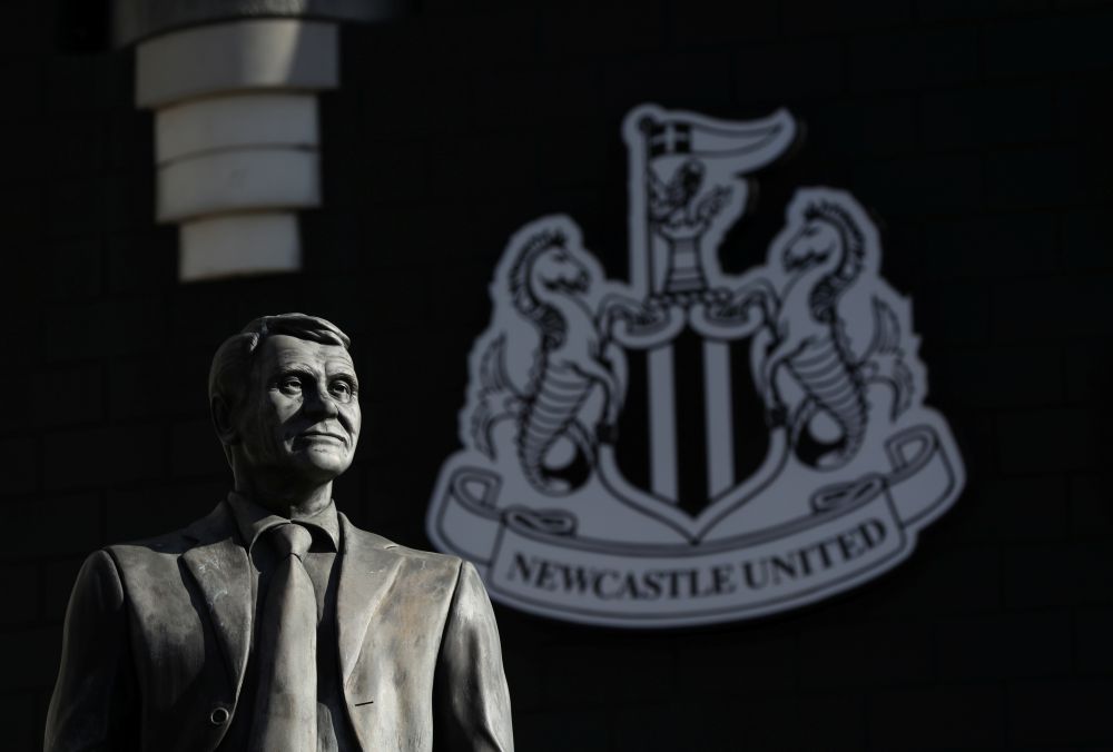 A general view of the Bobby Robson statue outside St James' Park, Newcastle April 15, 2020. u00e2u20acu201d Reuters pic