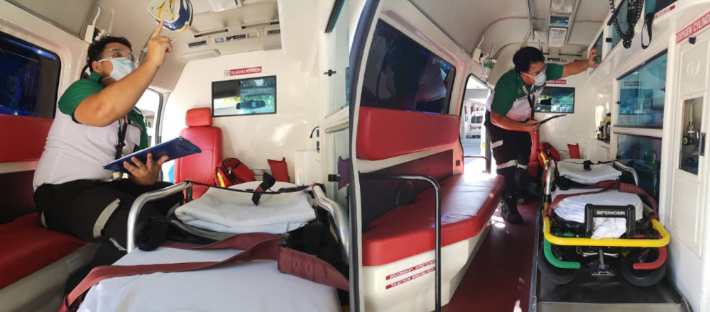 SJAM members sterilise the ambulance after every case. — Picture courtesy of St John’s Ambulance of Malaysia