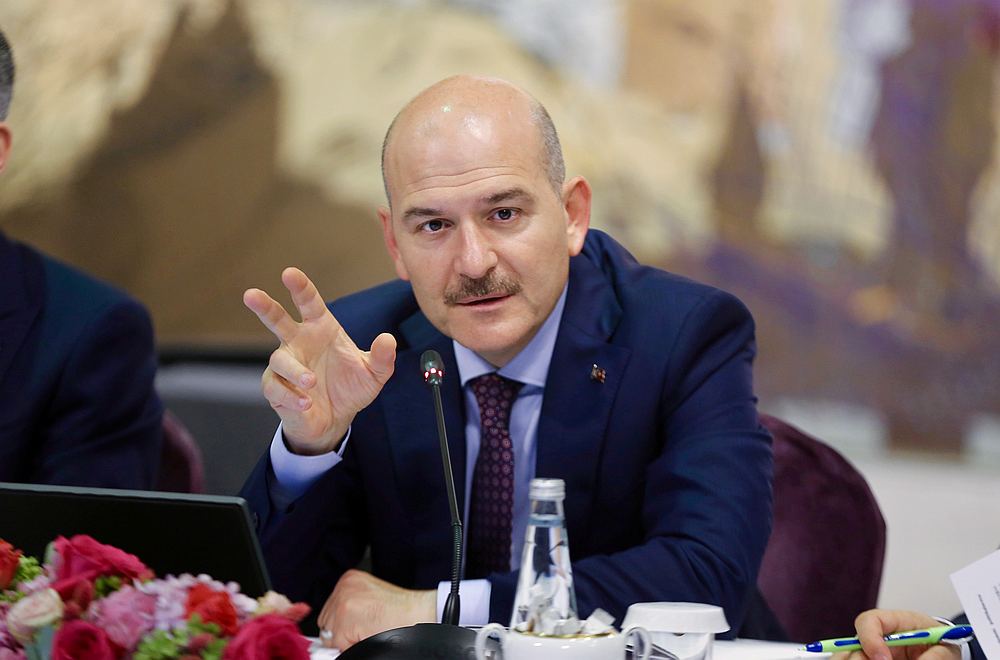 Turkish Interior Minister Suleyman Soylu at a news conference for foreign media correspondents in Istanbul, Turkey, August 21, 2019. u00e2u20acu201d Ahmet Bolat/pool pic via Reuters