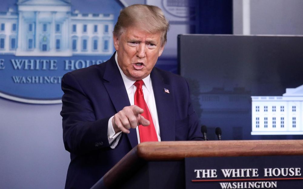 US President Donald Trump takes questions as he addresses the daily coronavirus task force briefing at the White House in Washington, April 13, 2020. u00e2u20acu201d Reuters pic