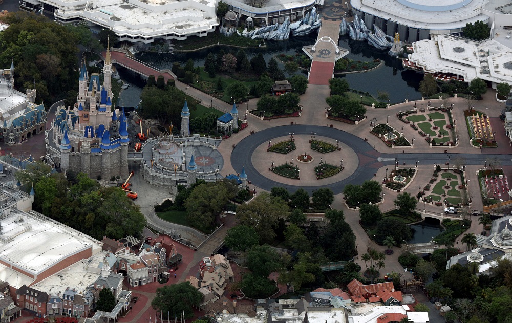 Disneyu00e2u20acu2122s Magic Kingdom theme park is seen empty of visitors after it closed in an effort to combat the spread of Covid-19, in an aerial view in Orlando March 16, 2020. u00e2u20acu201d Reuters pic