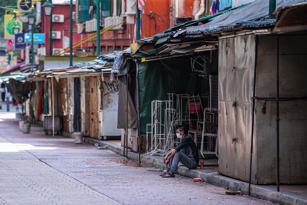 Nearly all of Chinatown’s street stalls remain shuttered, as the conditional Movement Control Order does not permit any business activities that can cause large crowds to gather on May 5, 2020. — Picture Hari Anggara