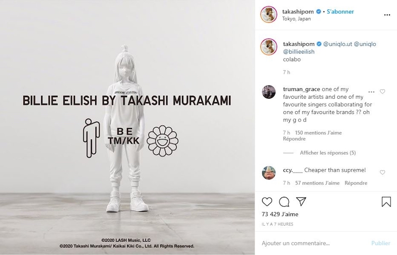 Uniqlo is preparing to launch a new UT collection in collaboration with Billie Eilish and Takashi Murakami. u00e2u20acu201d Picture courtesy of Takashi Murakami / Instagram 2020