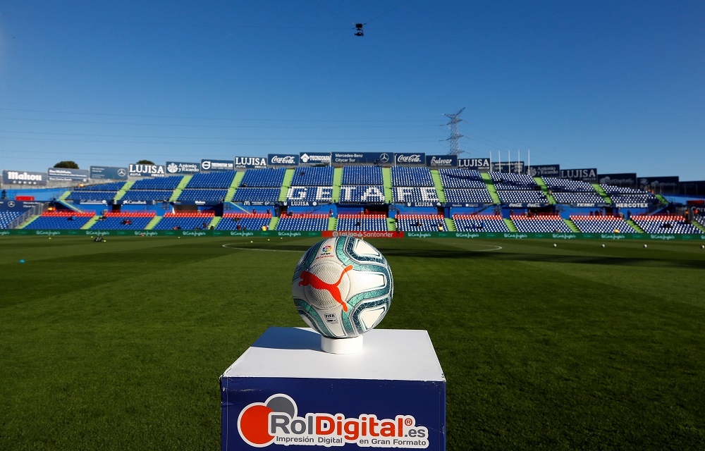 General view of the match ball inside the stadium before the match between Getafe and Real Madrid at the Coliseum Alfonso Perez in Getafe January 4, 2020. u00e2u20acu201d Reuters pic