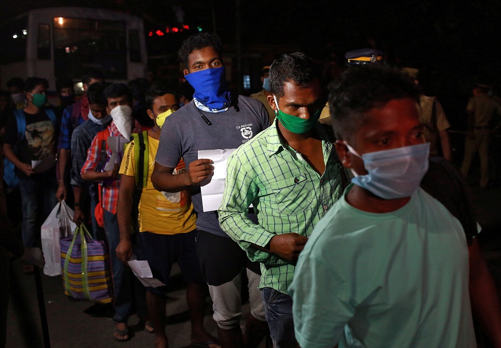 Migrant workers, who were stranded in the southern state of Kerala due to a lockdown imposed by the government to prevent the spread of coronavirus disease, arrive at a railway station in Kochi May 1, 2020. u00e2u20acu201d Reuters pic