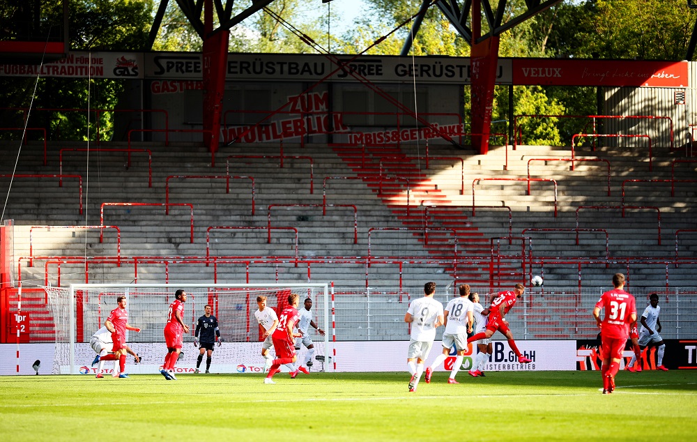 General view during the match between FC Union Berlin and Bayern Munich, as play resumes behind closed doors at the Alten Forsterei stadium in Berlin May 17, 2020. u00e2u20acu201d Reuters pic