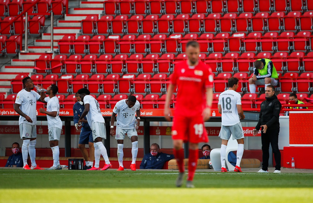 General view during the match between FC Union Berlin and Bayern Munich, as play resumes behind closed doors at the Alten Forsterei stadium in Berlin May 17, 2020. u00e2u20acu201d Reuters pic