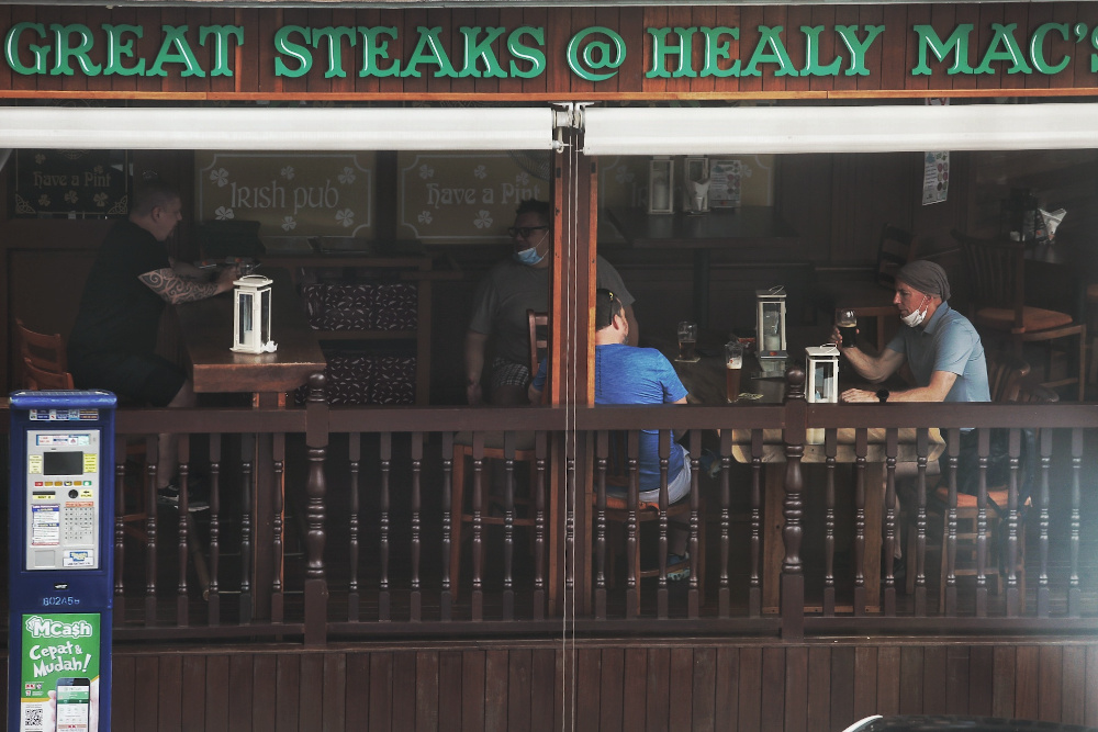 Diners dining in at Healy Mac’s on the first day of CMCO May 4, 2020. — Picture by Choo Choy May