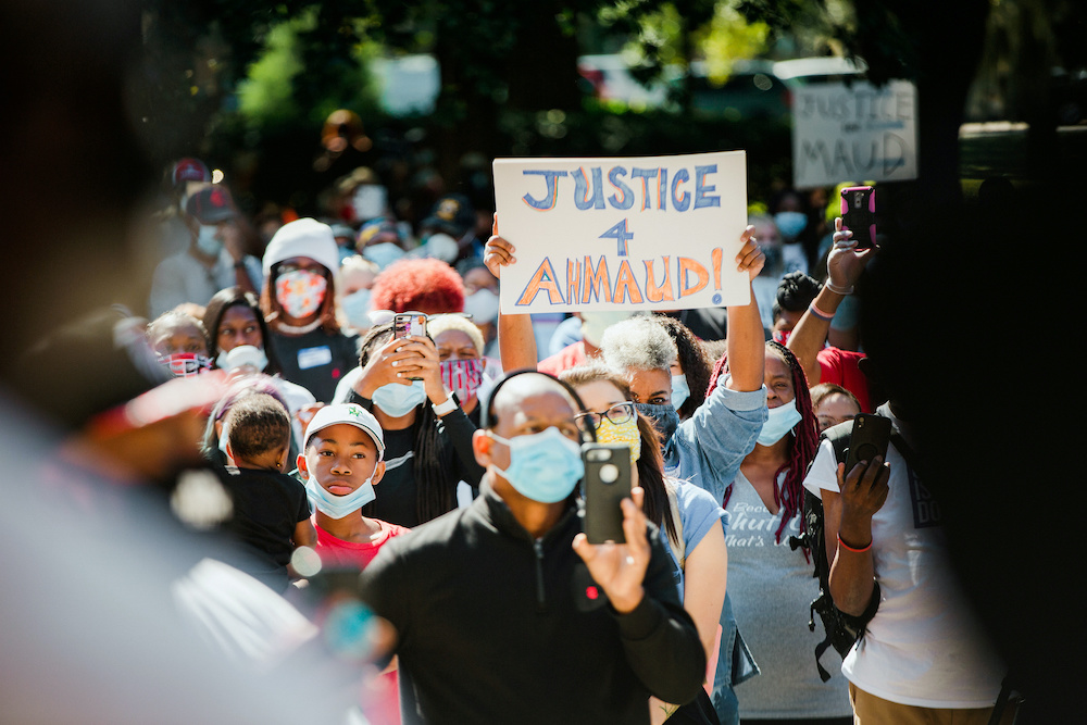 Supporters of the Georgia NAACP (National Association for the Advancement of Colored People) wearing protective masks protest after the death in February of Ahmaud May 8, 2020. u00e2u20acu201d Reuters pic