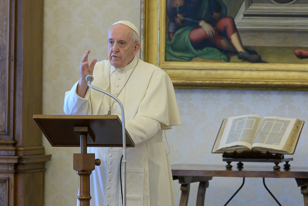 Pope Francis leads the Regina Coeli prayer from the Library of the Apostolic Palace without public participation due to the coronavirus disease (COVID-19) outbreak, at the Vatican May 24, 2020. u00e2u20acu201d Reuters pic