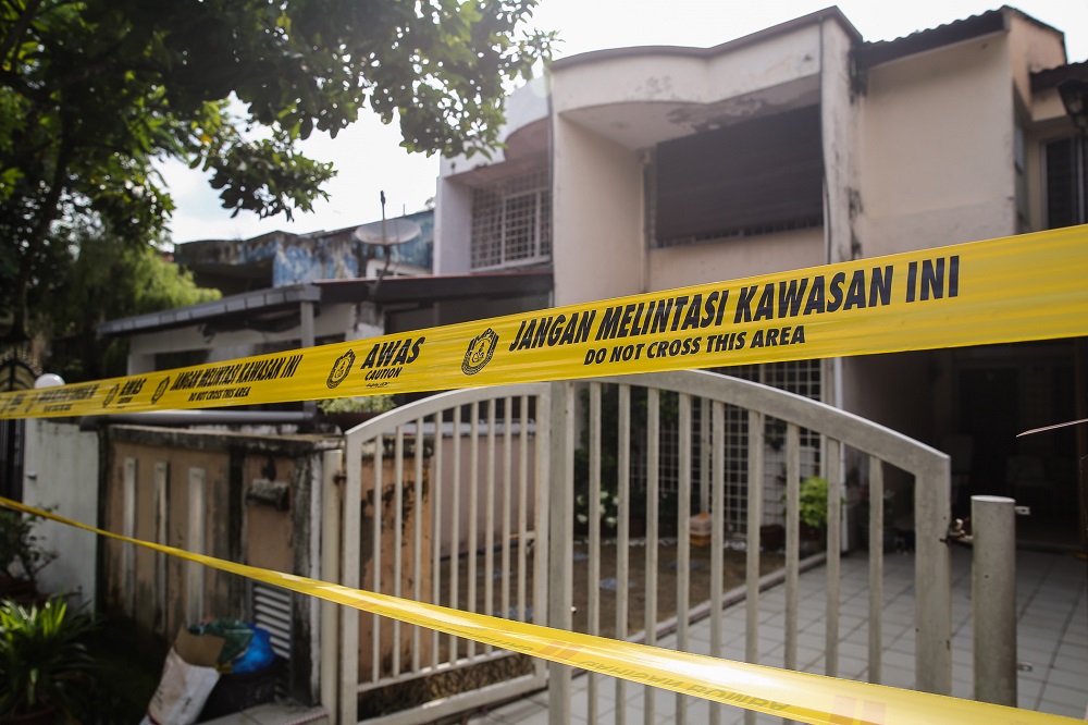 Seven double-story houses are cordoned off following a landslide in the vicinity at the Taman Kelab Ukay in Bukit Antarabangsa May 30, 2020. u00e2u20acu201d Picture by Yusof Mat Isa