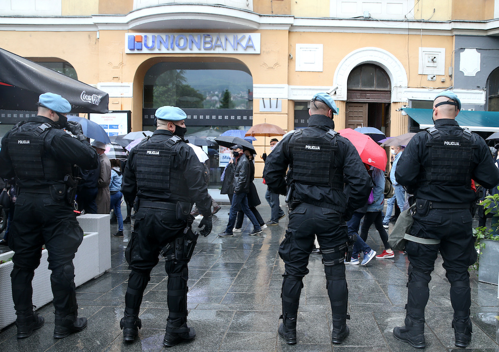 Special Police officers block a street during a protest against corruption and a delayed election in Sarajevo, Bosnia and Herzegovina May 30, 2020. u00e2u20acu201d Reuters pic