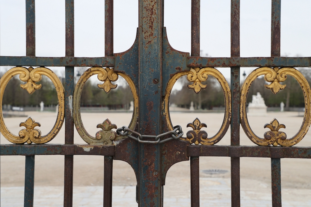 The gates of the closed Tuileries Gardens in Paris as all non-essential public places have been closed to prevent the spread of Covid-19. u00e2u20acu201d AFP pic
