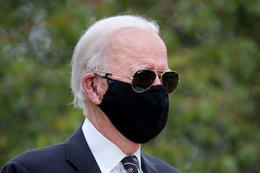 Democratic US presidential candidate and former Vice President Joe Biden is seen at War Memorial Plaza during Memorial Day, amid the outbreak of the coronavirus disease (Covid-19), in New Castle, Delaware May 25, 2020. u00e2u20acu201d Reuters pic