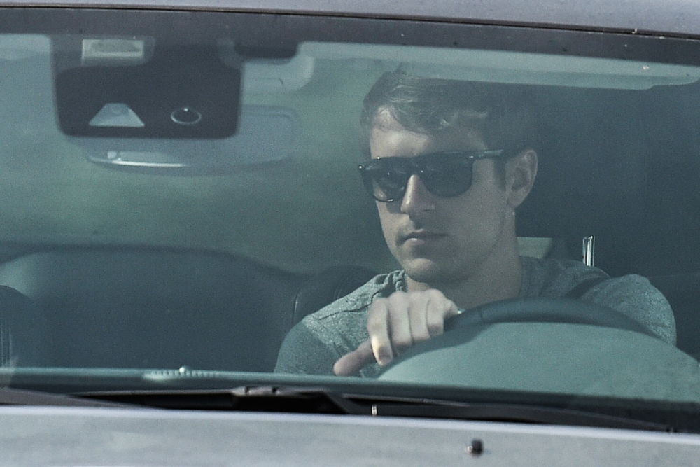 Juventusu00e2u20acu2122 Welsh midfielder Aaron Ramsey arrives in his car at the Juventusu00e2u20acu2122 Continassa training ground in Turin May 5, 2020. u00e2u20acu201d AFP pic 
