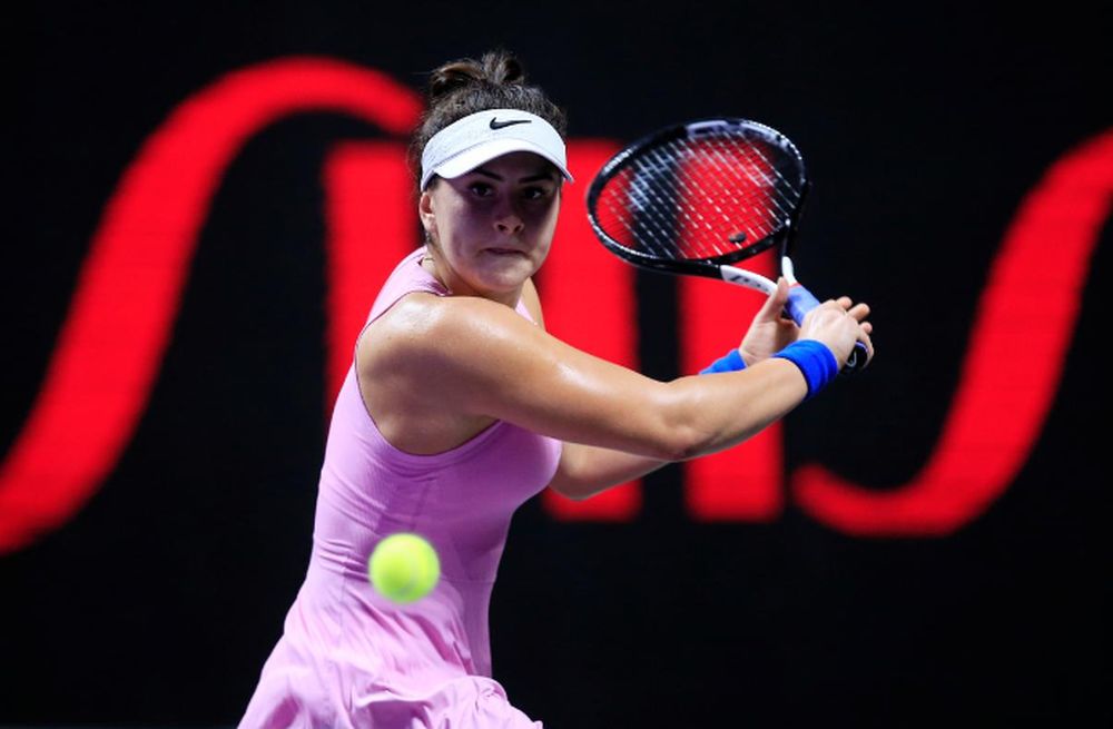 Canadau00e2u20acu2122s Bianca Andreescu in action during her match against Romaniau00e2u20acu2122s Simona Halep at the WTA Tour Finals in Shenzhen Bay Sports Center in Shenzhen, China, October 28, 2019. u00e2u20acu201d Reuters pic