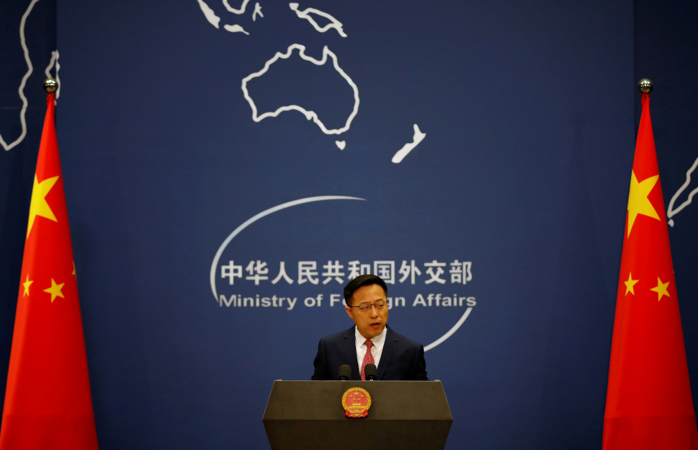 Chinese Foreign Ministry spokesman Zhao Lijian attends a news conference in Beijing, China April 8, 2020. u00e2u20acu201d Reuters pic 