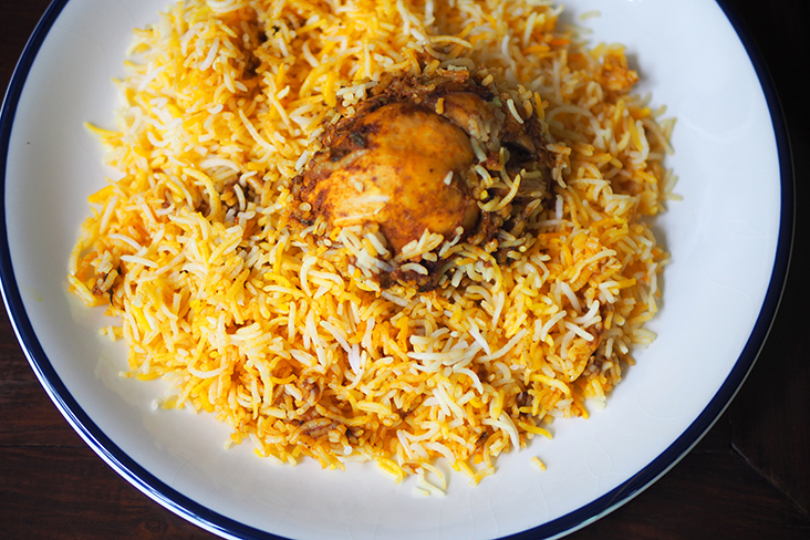 The chicken biryani is gorgeous with its saffron-coloured long, fluffy grains perfumed with spices.