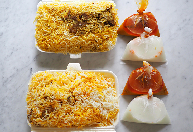 Your packed boxes will be crammed full of the rice and accompanied bycurry and a yoghurt sauce.