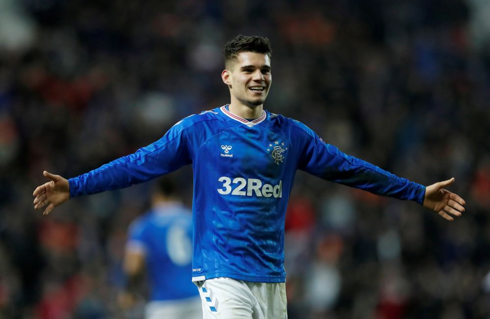 Rangers' Ianis Hagi celebrates scoring their third goal against SC Braga in the Europa League February 20, 2020. u00e2u20acu201d Reuters picn
