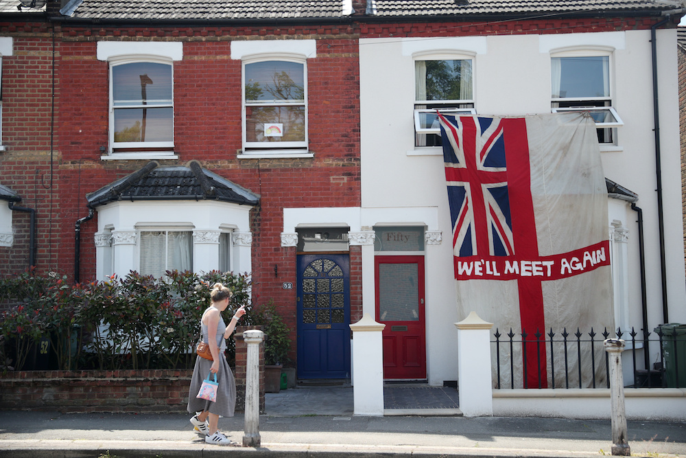 A house is seen with a flag in Streatham to commemorate the 75th Anniversary of VE Day, London, Britain, May 8, 2020. — Reuters pic