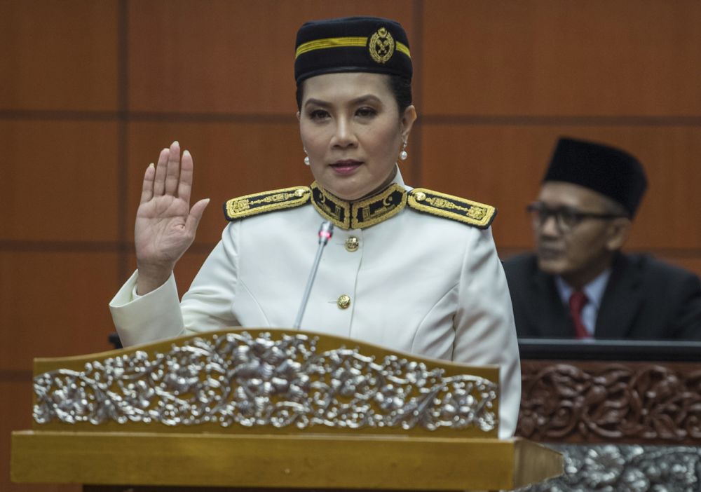 Television personality Ras Adiba Radzi is sworn in as senator at Parliament May 20, 2020. u00e2u20acu201d Bernama picnn