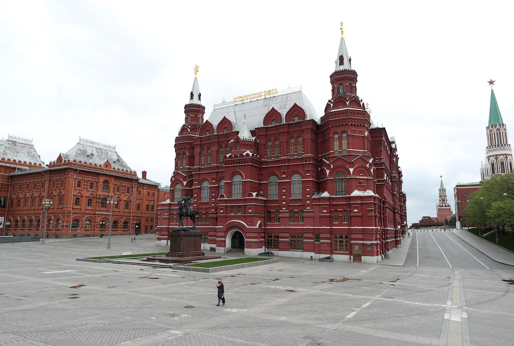 A general view shows the State Historical Museum and the Kremlin wall as the outbreak of the coronavirus disease continues in Moscow, Russia May 6, 2020. u00e2u20acu201d Reuters picnn