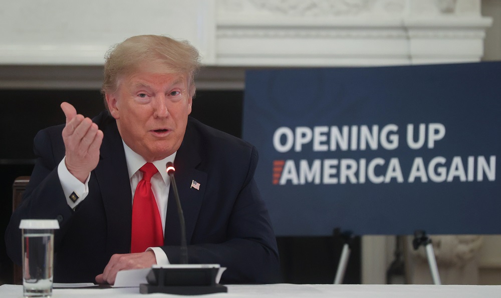 US President Donald Trump speaks during a roundtable discussion with industry executives on reopening businesses during the Covid-19 pandemic at the White House in Washington May 29, 2020. u00e2u20acu2022 Reuters pic