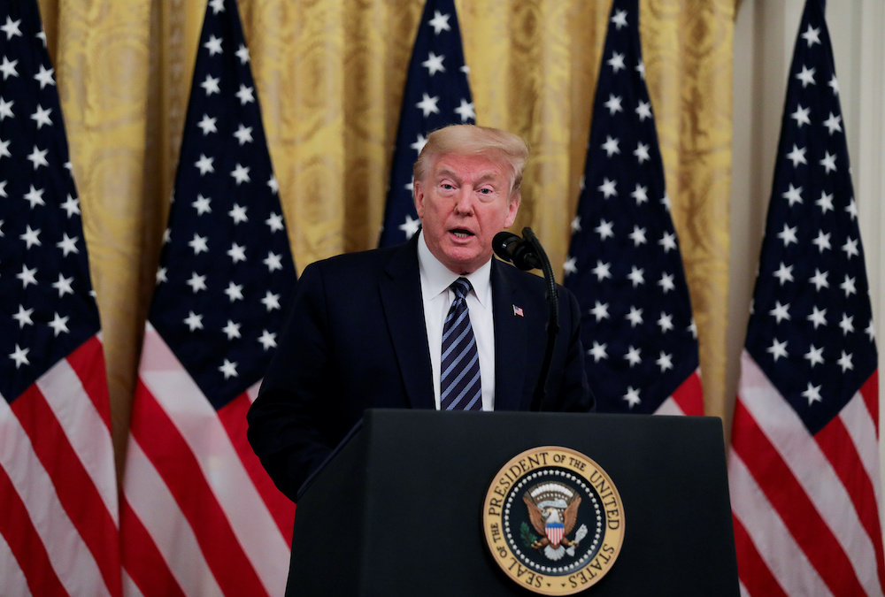 US President Donald Trump speaks about Trump Administration efforts to protect senior citizens from the coronavirus disease pandemic during an event in the East Room at the White House in Washington, US, April 30, 2020. u00e2u20acu201d Reuters pic