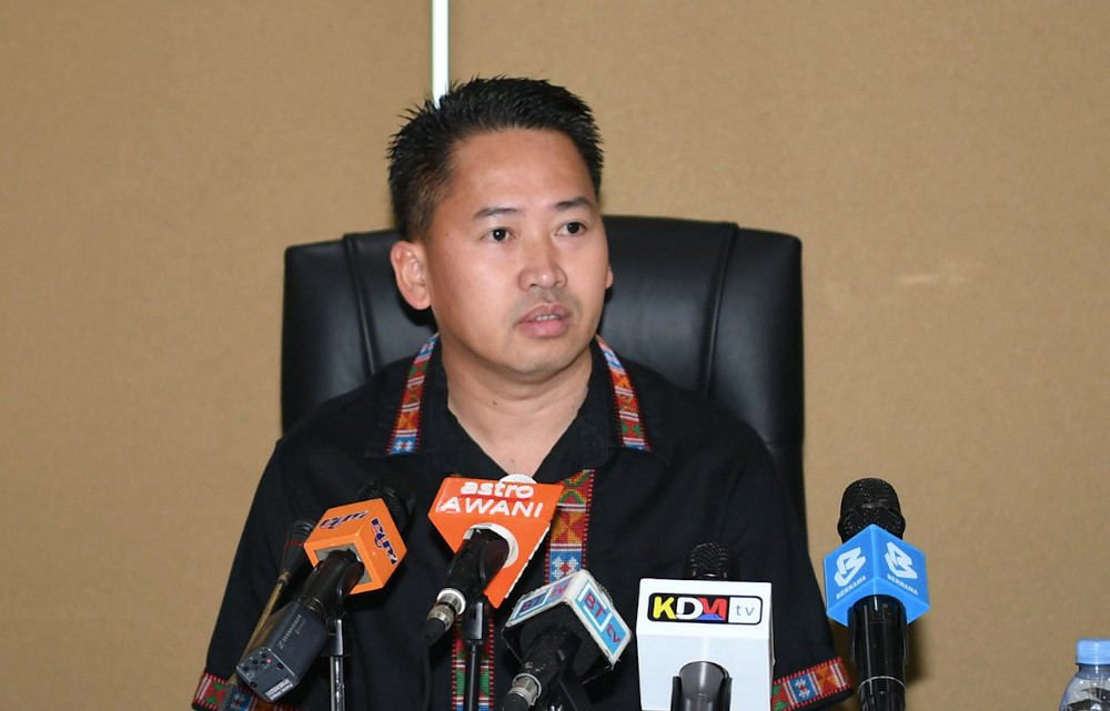 Sabah Infrastructure Development Minister Datuk Peter Anthony speaks during a press conference in Kota Kinabalu May 24, 2020. u00e2u20acu201d Bernama pic