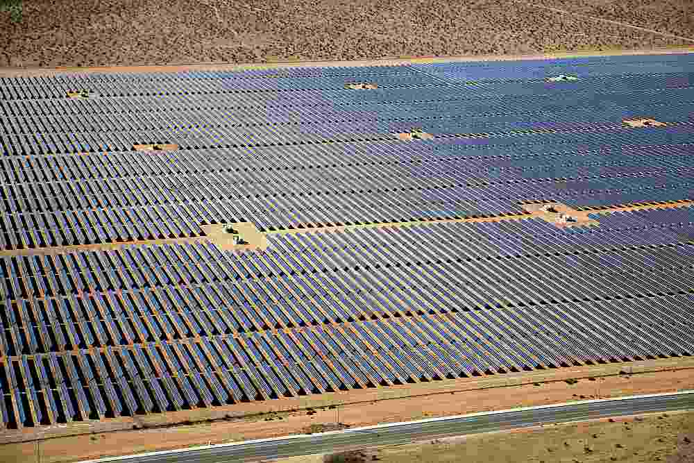 An array of solar panels is seen in the desert near Victorville, California. March 28, 2018. u00e2u20acu201d Reuters pic  