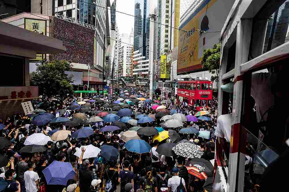 Pro-democracy protesters gather in Causeway Bay district of Hong Kong, ahead of planned protests against a proposal to enact new security legislation in Hong Kong May 24, 2020. u00e2u20acu201d AFP pic